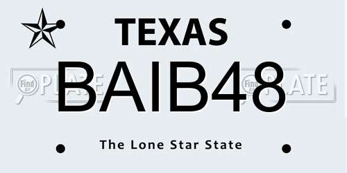 BAIB48 Texas License Plate