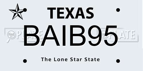 BAIB95 Texas License Plate