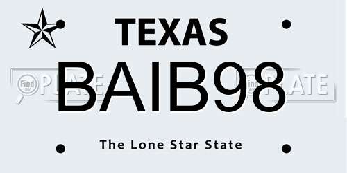 BAIB98 Texas License Plate