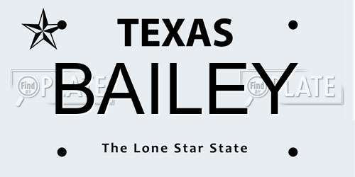 BAILEY Texas License Plate