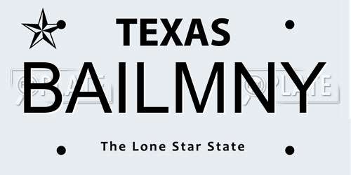 BAILMNY Texas License Plate