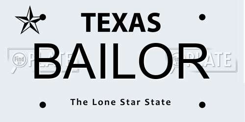 BAILOR Texas License Plate