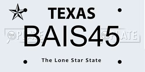 BAIS45 Texas License Plate