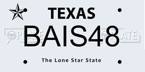 BAIS48 Texas License Plate