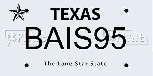 BAIS95 Texas License Plate