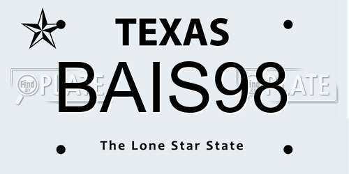 BAIS98 Texas License Plate
