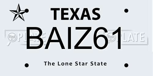 BAIZ61 Texas License Plate