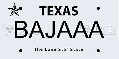 BAJAAA Texas License Plate
