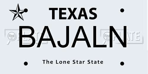 BAJALN Texas License Plate