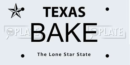 BAKE Texas License Plate
