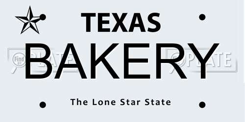 BAKERY Texas License Plate