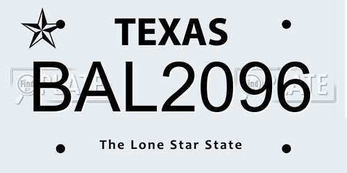 BAL2096 Texas License Plate
