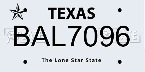 BAL7096 Texas License Plate
