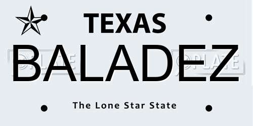 BALADEZ Texas License Plate