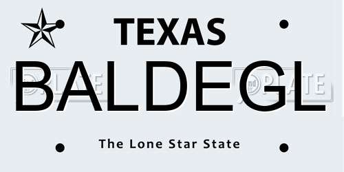 BALDEGL Texas License Plate