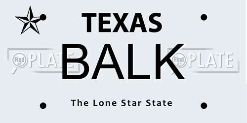 BALK Texas License Plate