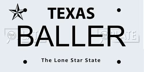 BALLER Texas License Plate