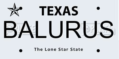 BALURUS Texas License Plate
