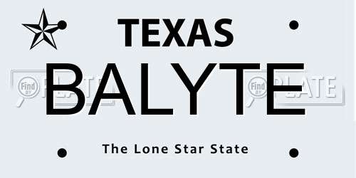 BALYTE Texas License Plate