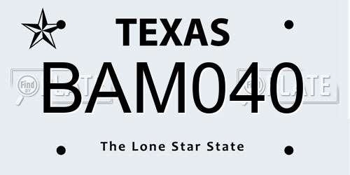 BAM040 Texas License Plate