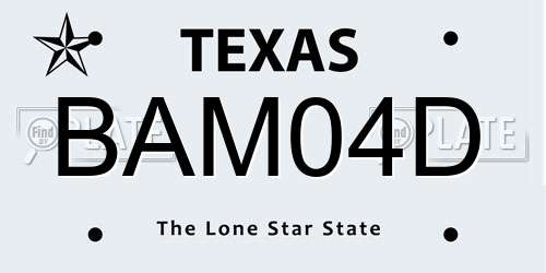 BAM04D Texas License Plate