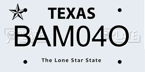 BAM04O Texas License Plate