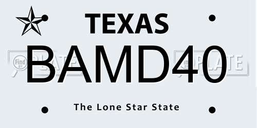 BAMD40 Texas License Plate