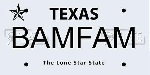 BAMFAM Texas License Plate