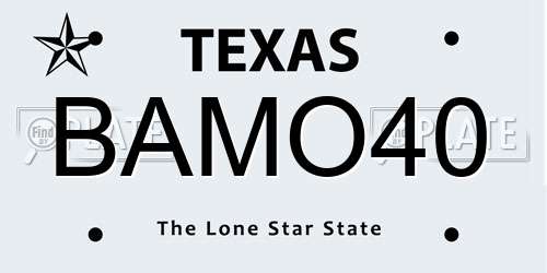 BAMO40 Texas License Plate