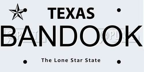 BANDOOK Texas License Plate