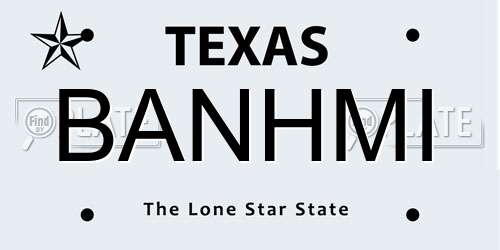 BANHMI Texas License Plate