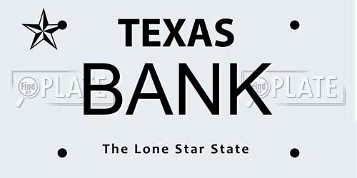 BANK Texas License Plate