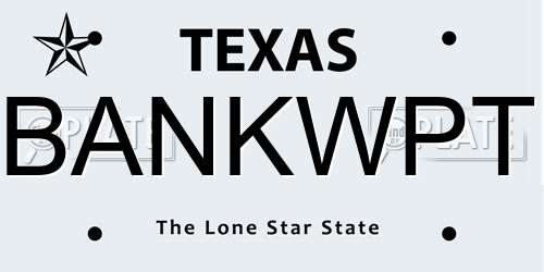 BANKWPT Texas License Plate