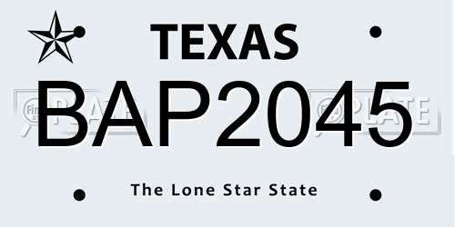 BAP2045 Texas License Plate