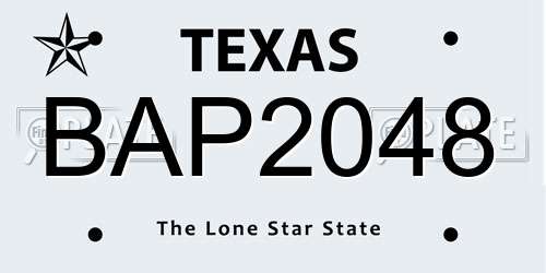 BAP2048 Texas License Plate