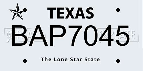 BAP7045 Texas License Plate