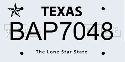 BAP7048 Texas License Plate