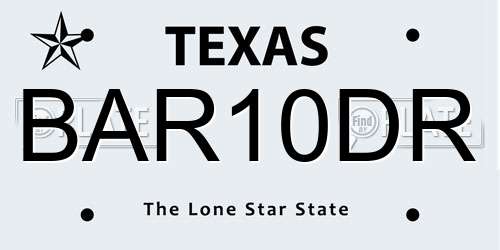 BAR10DR Texas License Plate