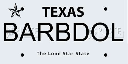 BARBDOL Texas License Plate