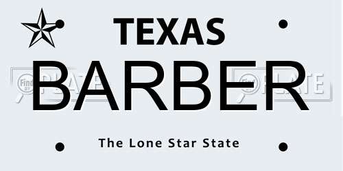BARBER Texas License Plate