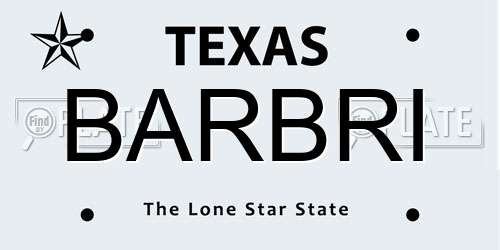 BARBRI Texas License Plate