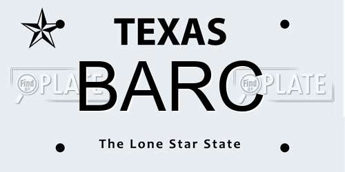 BARC Texas License Plate