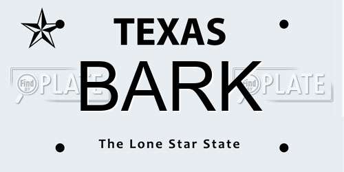 BARK Texas License Plate