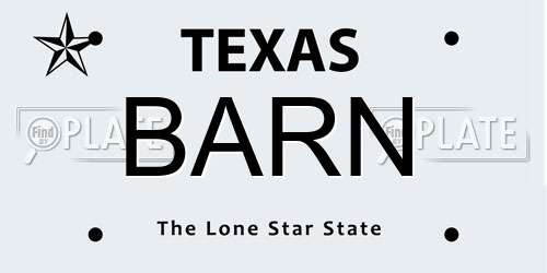 BARN Texas License Plate