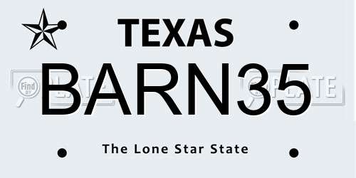 BARN35 Texas License Plate