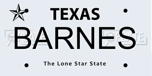 BARNES Texas License Plate