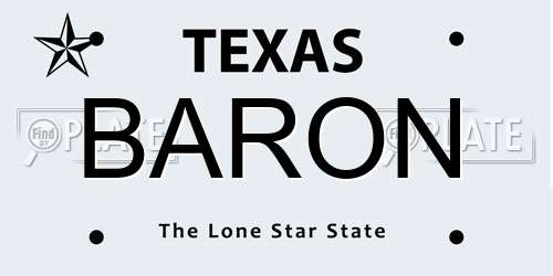 BARON Texas License Plate