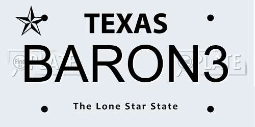 BARON3 Texas License Plate