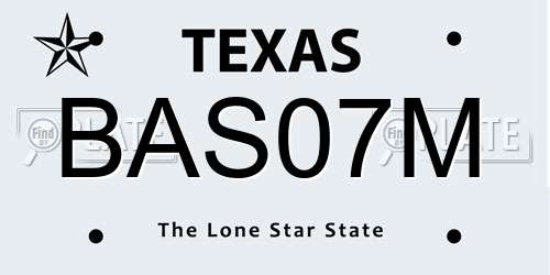 BAS07M Texas License Plate