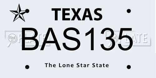 BAS135 Texas License Plate